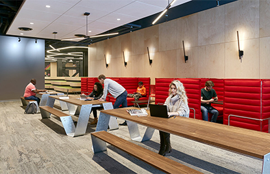 Campus1 study area showing multiple desks and seats for students.